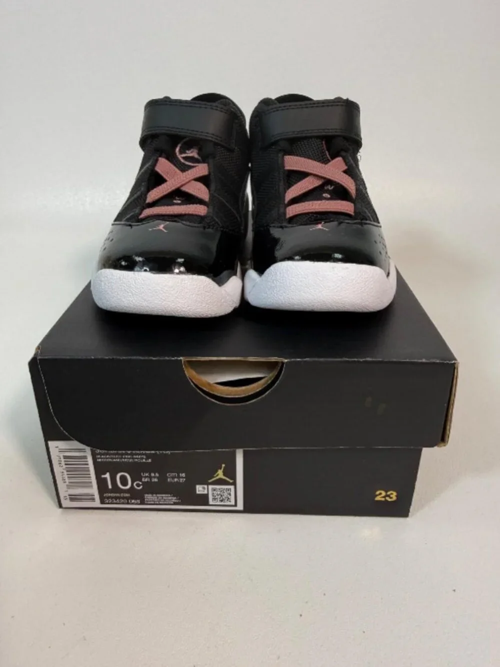 Nike Air Jordan 6 Rings (TD) Toddlers Size 10C Black/White/Rust Pink